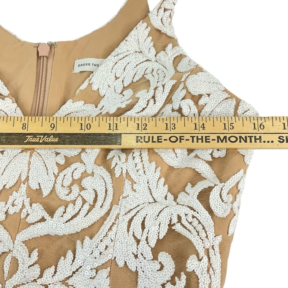 Dress the Population Dress Womens Sz S Blair Lace MiDi White Nude Msrp $269 - Picture 12 of 14